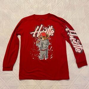 Hustle long‎ sleeve red T shirt XL